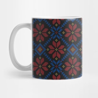 Palestinian Jordanian Traditional Tatreez Realistic Embroidery Design #6 red-blu Mug